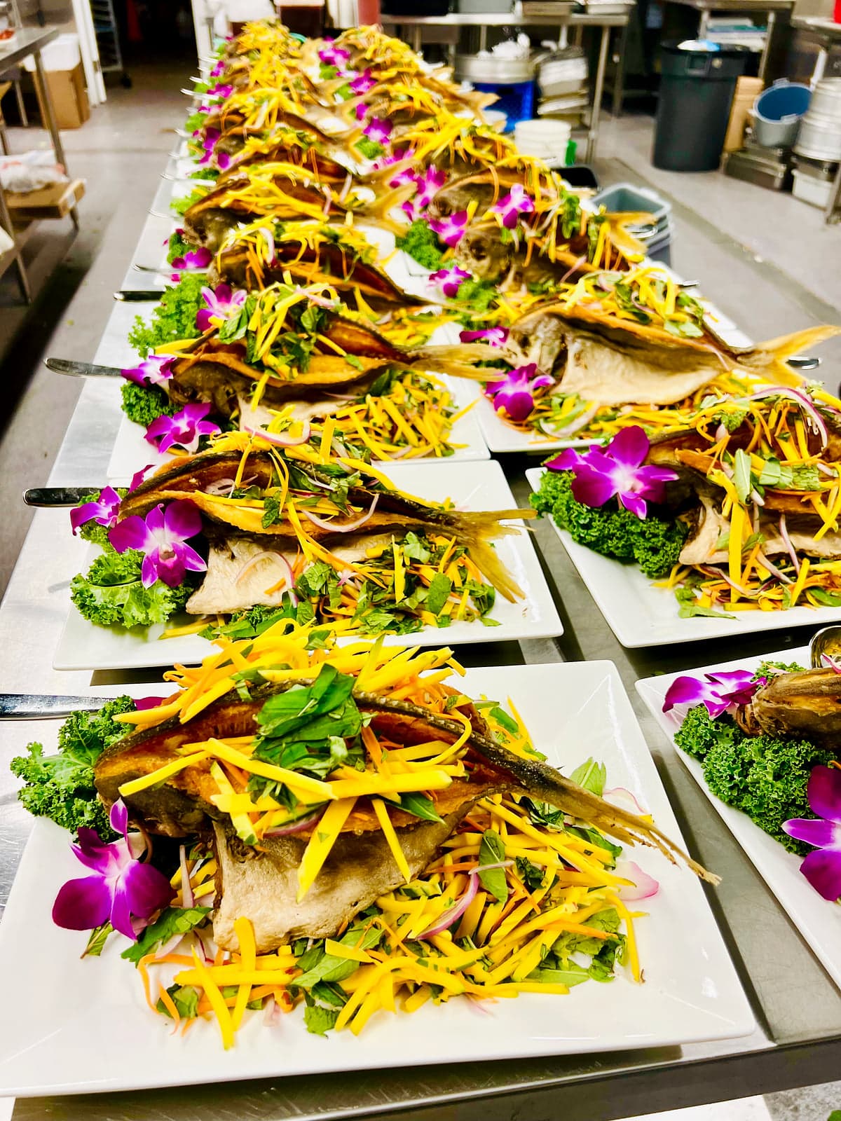 Deep Fried Fish & Mango Salad